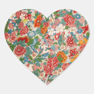 Autocollant de coeur floral chinois