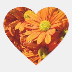 Autocollant de coeur floral orange