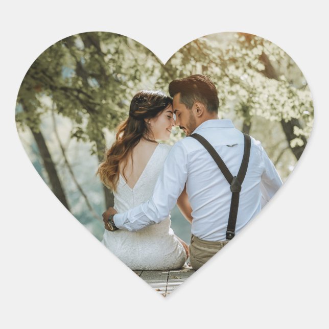 Autocollant de coeur photo personnalisé (Devant)