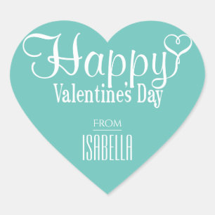 Autocollant de coeur Turquoise de la Saint-Valenti