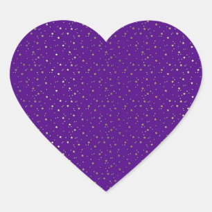 Autocollant de coeur violet minuscule étoile d'or
