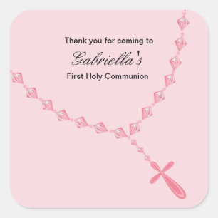 Autocollant de communion Roses Rosaires Filles