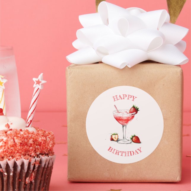 Autocollant de conception de cocktail rose personn (Fête)