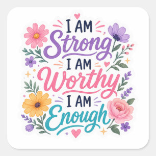 Autocollant de conception florale d'affirmation po