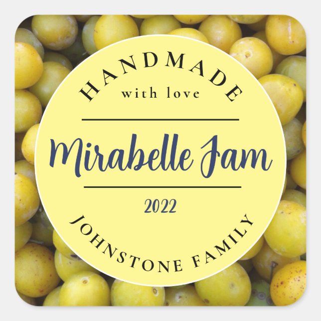 Autocollant de confiture Mirabelle personnalisable (Devant)