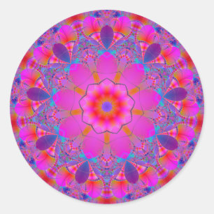 Autocollant de couleurs chaudes fractales Mandala