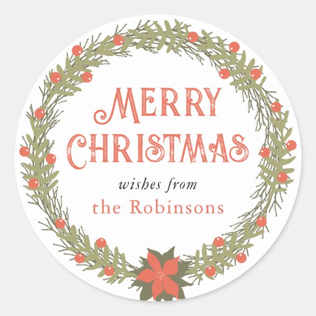 Autocollant de couronne de baies de houx de Noël v (Devant)