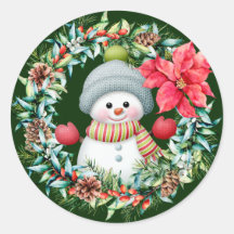 Autocollant de couronne de bonhomme de neige migno