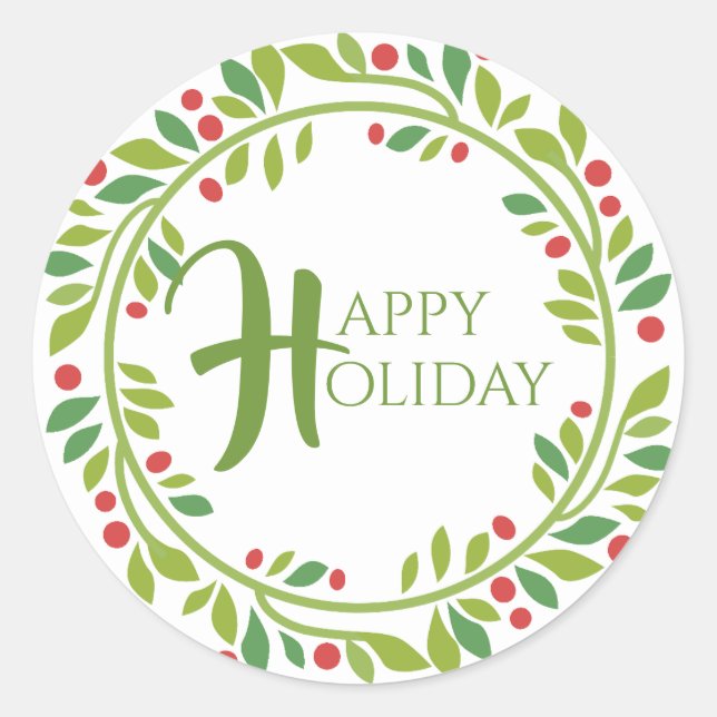 Autocollant de couronne de Noël aux fruits rouges (Devant)