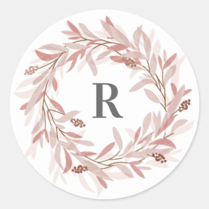 Autocollant de couronne florale à monogramme