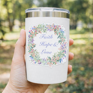 Autocollant de couronne florale Foi Espoir & Amour