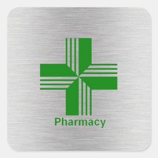 Autocollant de croix de pharmacie en argent
