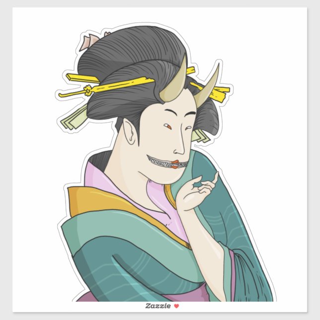 Autocollant de Demon Oni Geisha pour femme japonai (Feuille)