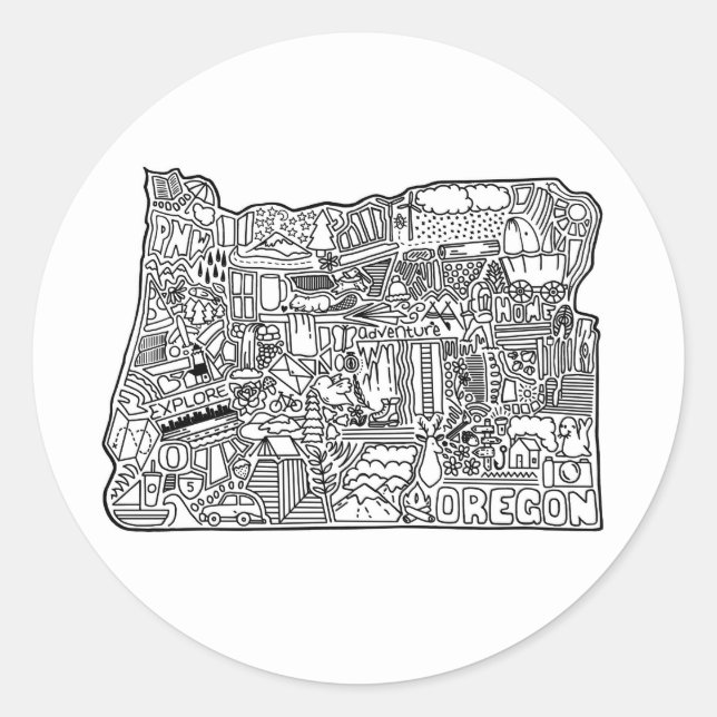 Autocollant de doodle de l'Oregon (Devant)