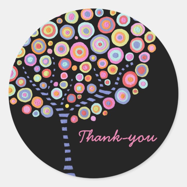Autocollant de Étiquette de Merci de l'arbre circu (Devant)