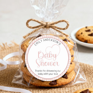 Autocollant de faveur de Baby Shower à carreaux Ro