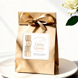 Autocollant de Faveur de Baby Shower Blocs Bébé Ta