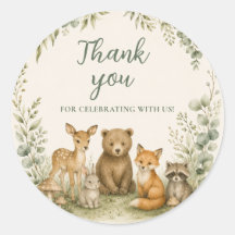 Autocollant de faveur de Baby Shower en forêt