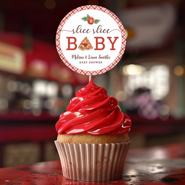 Autocollant de faveur de Baby Shower Pizza Bébé «  (Slice Slice Baby Sticker Favor)