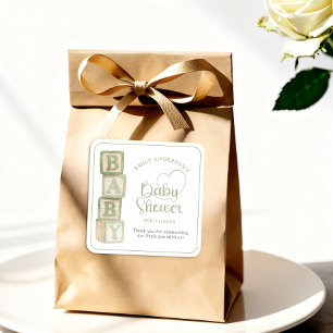 Autocollant de faveur de Baby Shower Sage Baby Blo