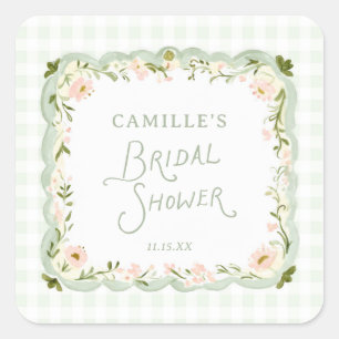 Autocollant de faveur de douche de mariage floral