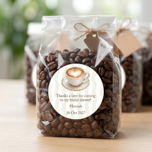 Autocollant de faveur de douche nuptiale pour café