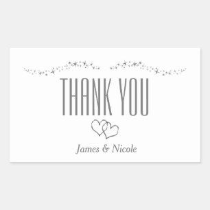 Autocollant de faveur de mariage Silver Hearts & S