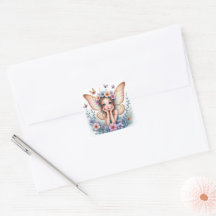 Autocollant de fée à couronne de fleurs mignonne
