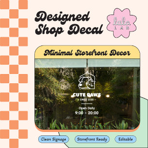 Autocollant de fenêtre pour logo et heures d'ouver