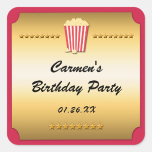Autocollant de fête au pop-corn de cinéma de film 