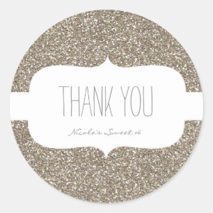 Autocollant de fête d'anniversaire blanc pailleté