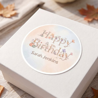 Autocollant de fête d'anniversaire Boho automne