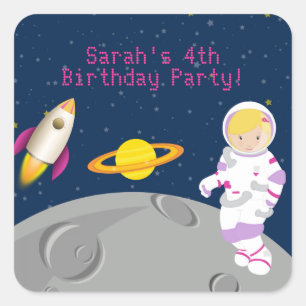 Autocollant de fête d'anniversaire d'astronaute