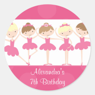Autocollant de fête d'anniversaire de danse rose B