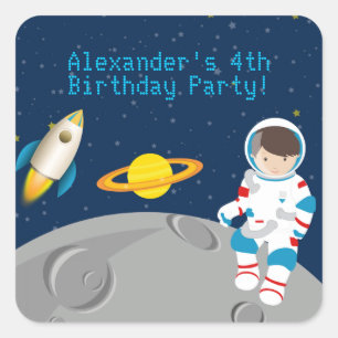 Autocollant de fête d'anniversaire de l'astronaut