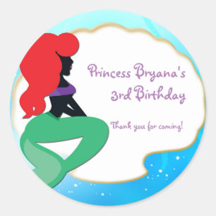 Autocollant de fête d'anniversaire de sirène aux c