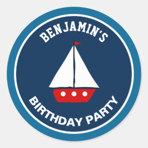 Autocollant de fête d'anniversaire nautique de voi