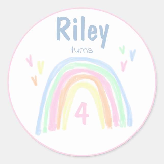 Autocollant de fête d'anniversaire Pastel Rainbow (Devant)