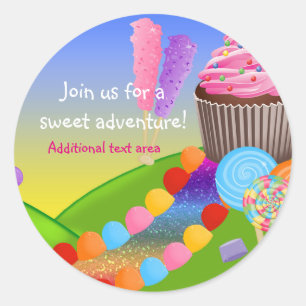 Autocollant de fête d'anniversaire Pink Candyland 