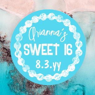 Autocollant de Fête de Favori Turquoise Sweet 16