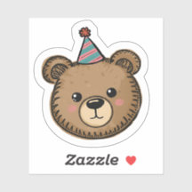 Autocollant de fête de l'ours brun Kawaii