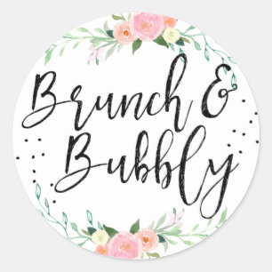 Autocollant de Fête de Mariage Floral Brunch et Bu