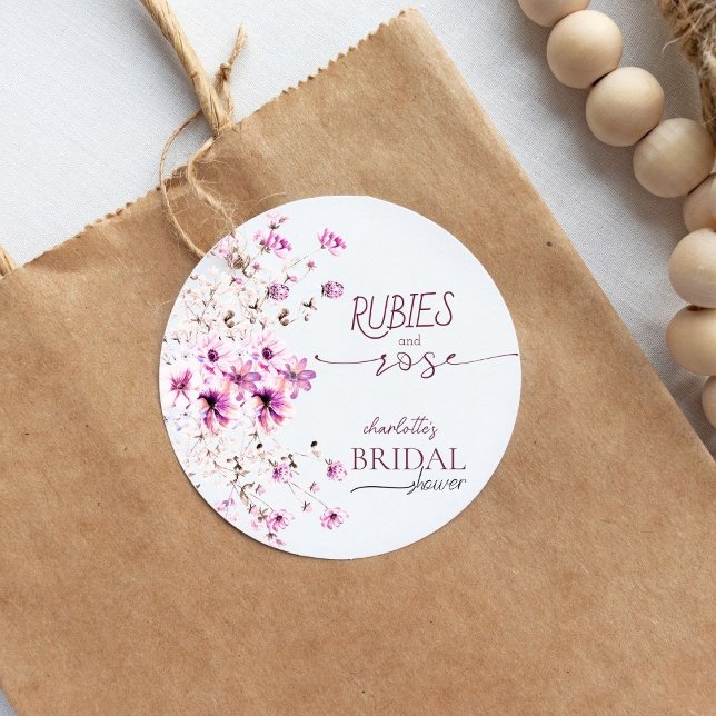 Autocollant de Fête des mariées Rose Fleur sauvage (Créateur téléchargé)
