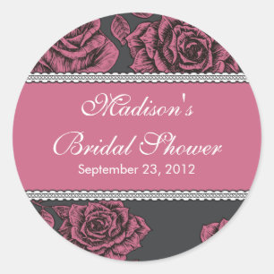 Autocollant de Fête des mariées rose vintage