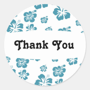 Autocollant de fête florale blanc et bleu Hibiscus