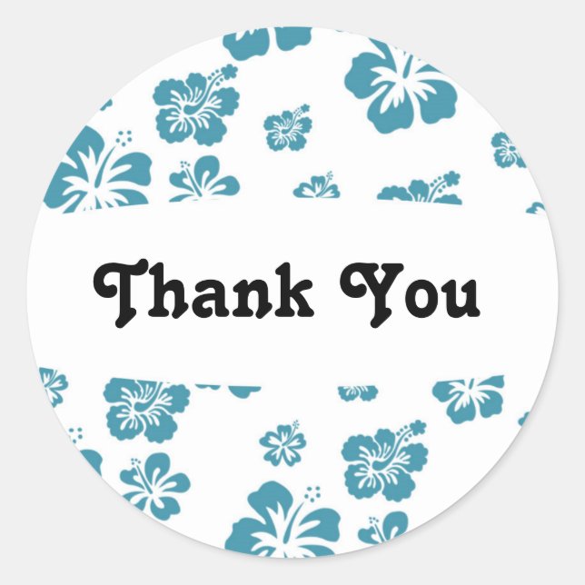 Autocollant de fête florale blanc et bleu Hibiscus (Devant)