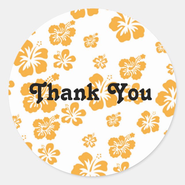 Autocollant de fête florale blanc Orange Hibiscus (Devant)