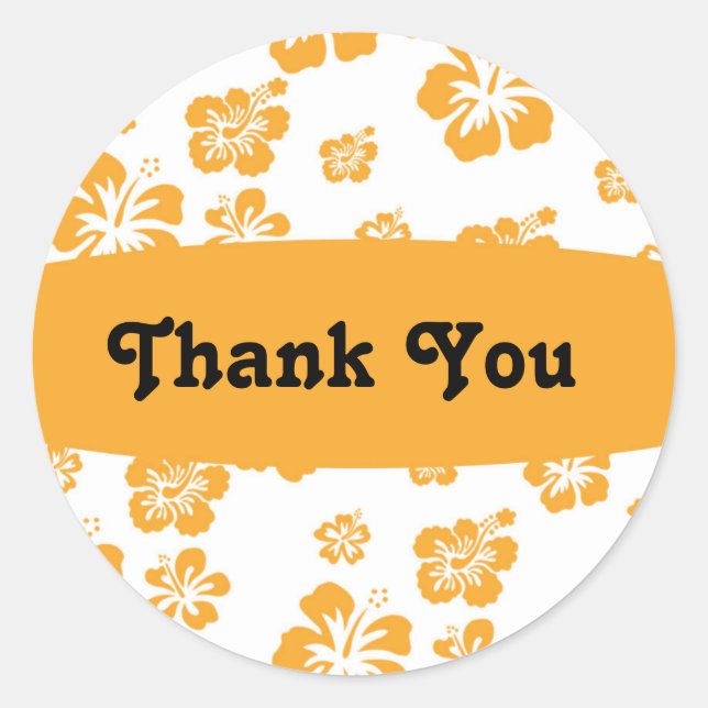 Autocollant de fête florale blanc Orange Hibiscus (Devant)