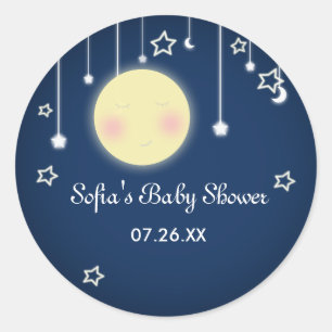 Autocollant de fête pour bébé avec lune et étoiles