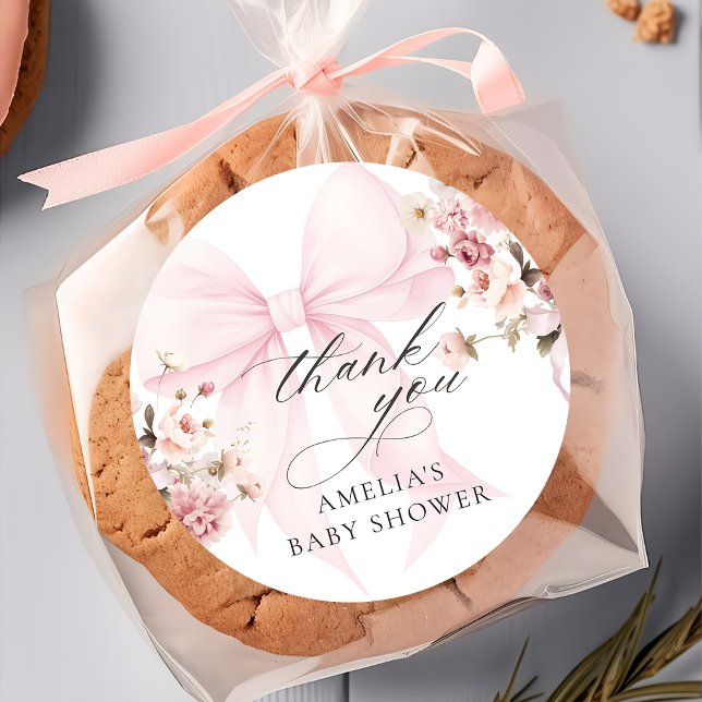 Autocollant de fête prénatale bébé en fleurs rose (Créateur téléchargé)